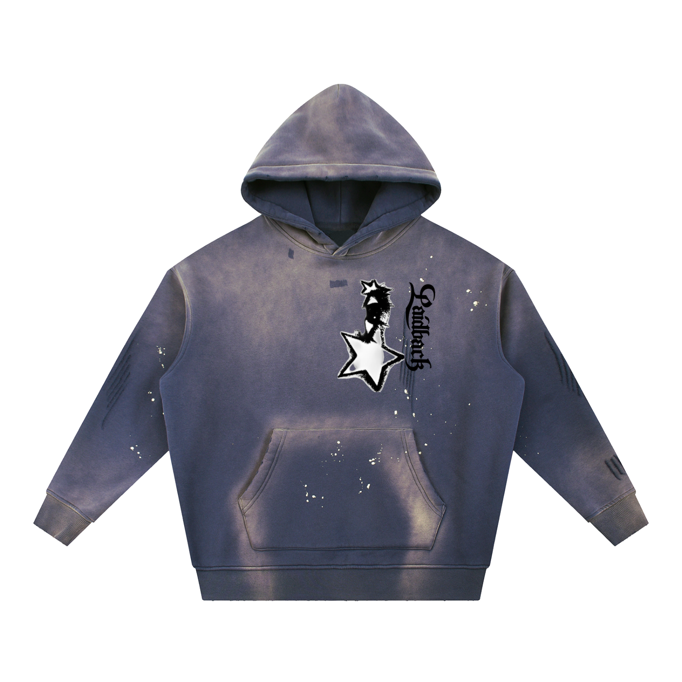 Vintage Washed Frayed Fleece Hoodie