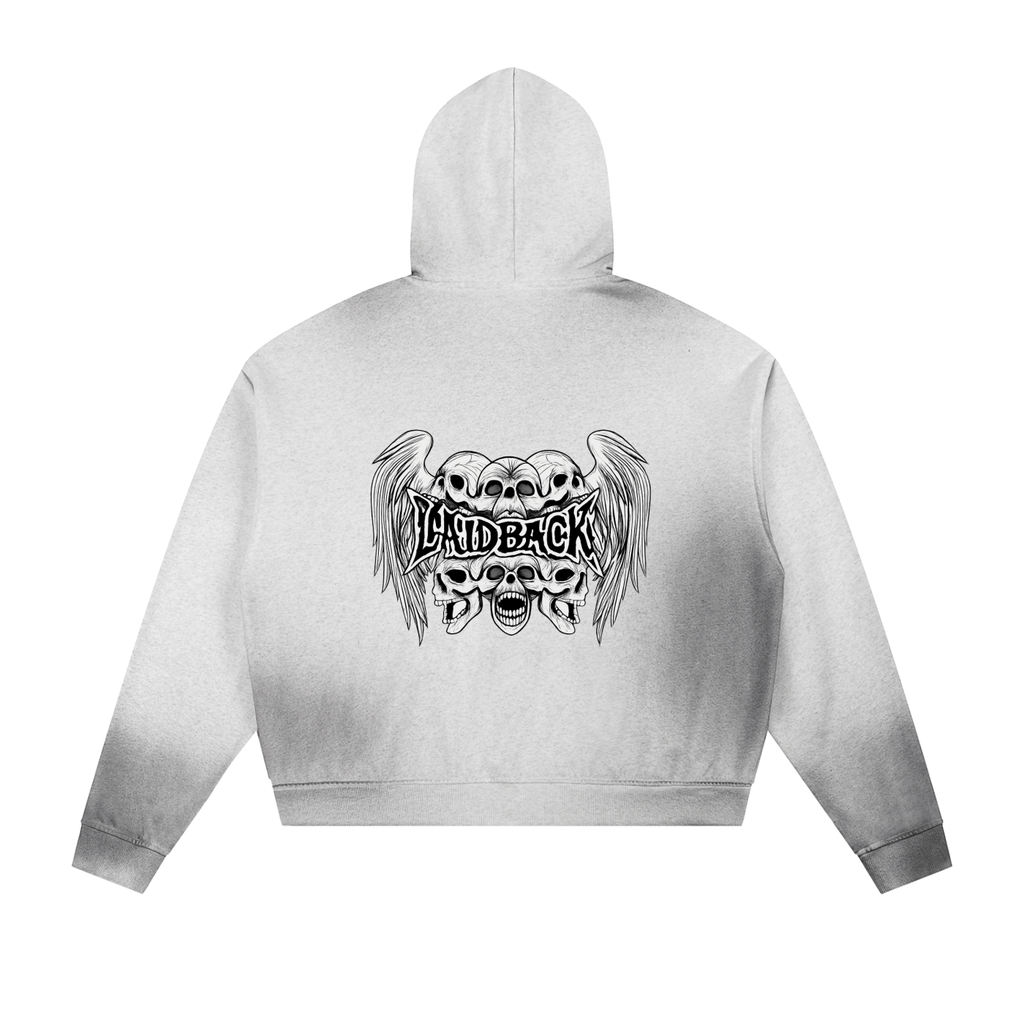Sun Fade Frayed Raw Edge Fleece Zip Hoodie