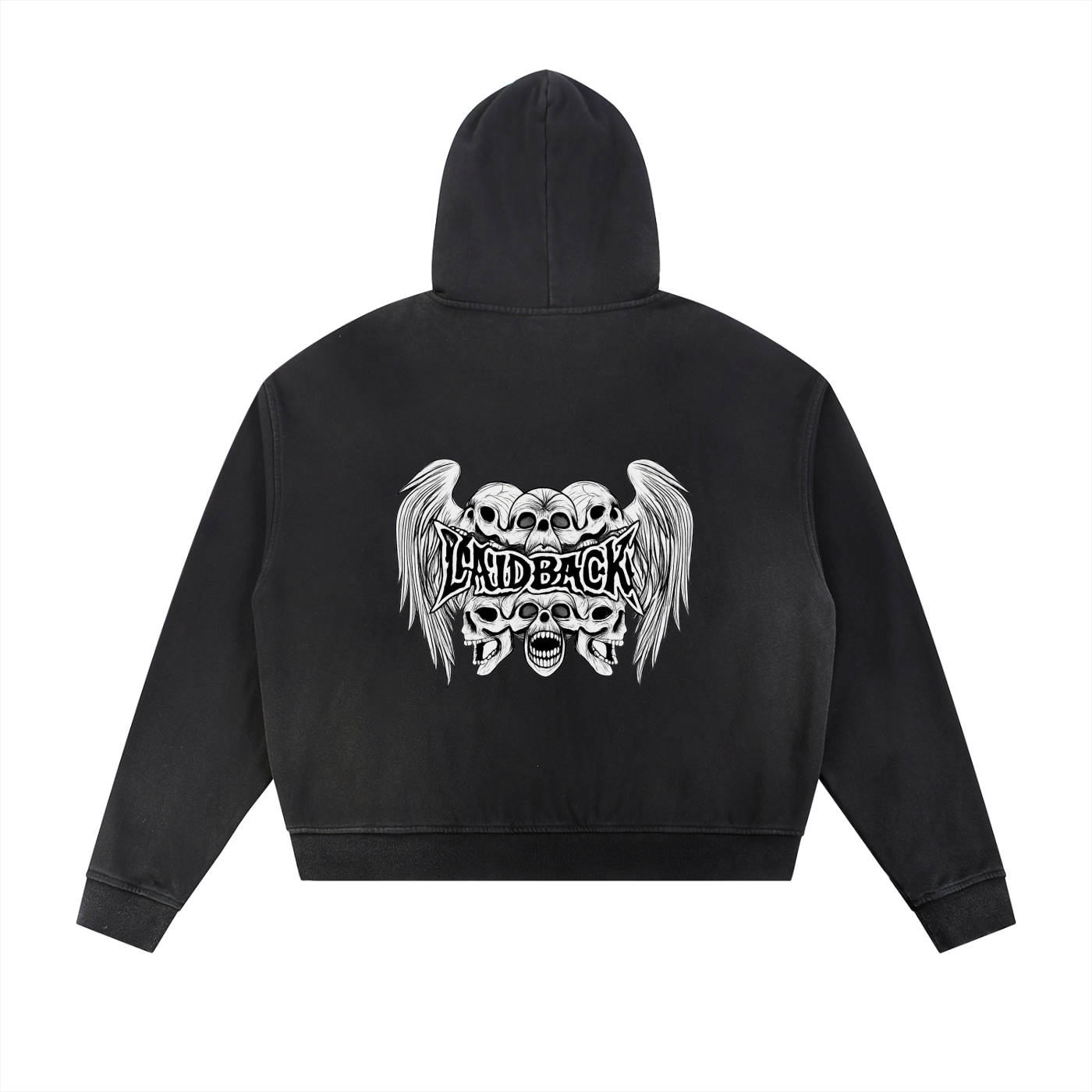 Sun Fade Frayed Raw Edge Fleece Zip Hoodie