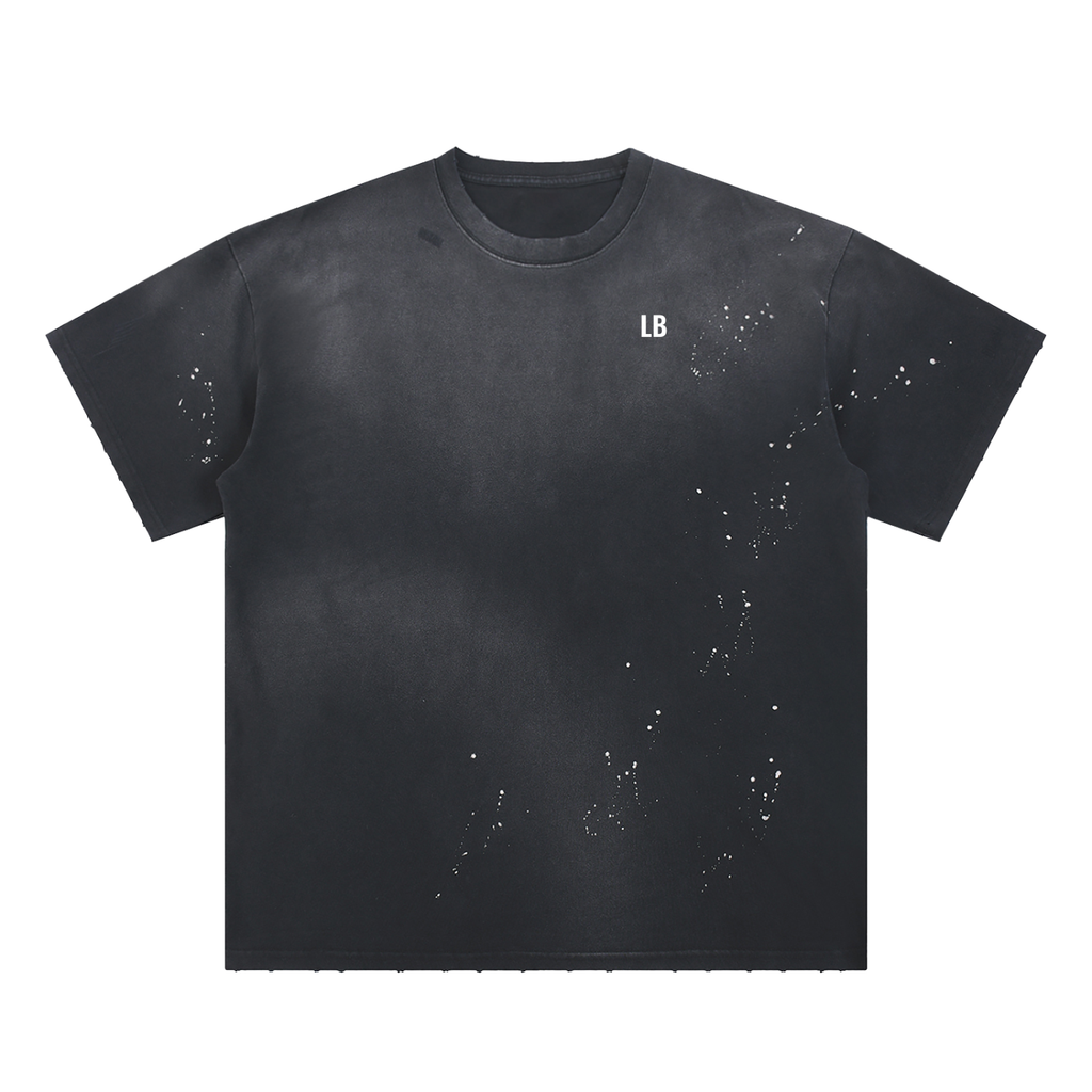 Hand-Frayed Sunfade Paint Splatter T-Shirt