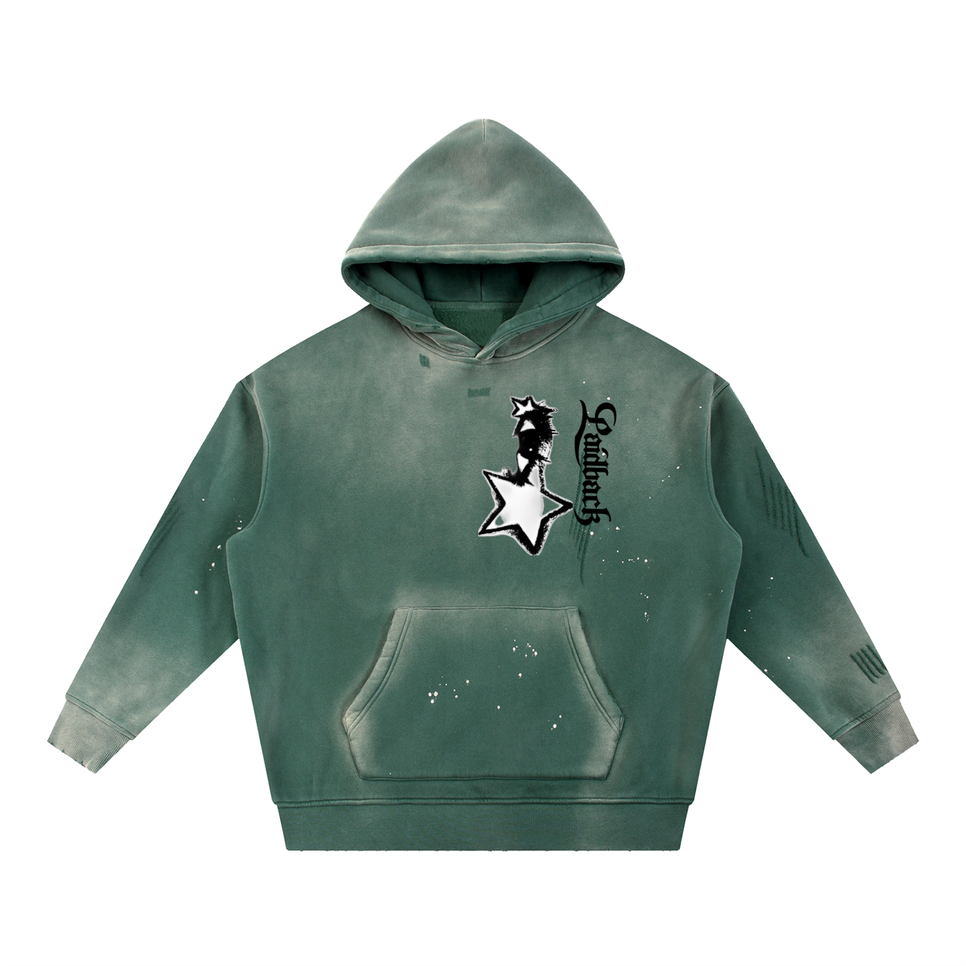 Vintage Washed Frayed Fleece Hoodie