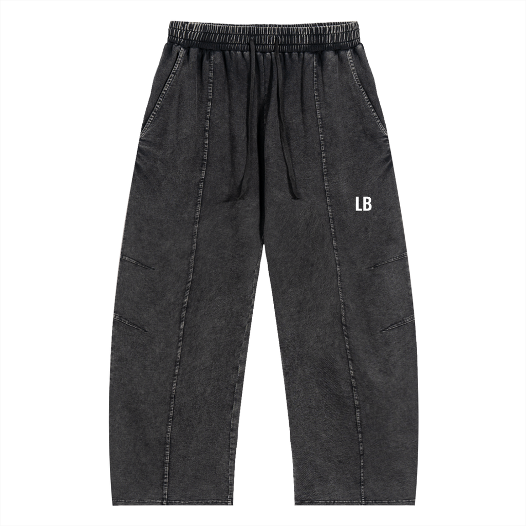 Snow Wash Drawstring Cotton Pants