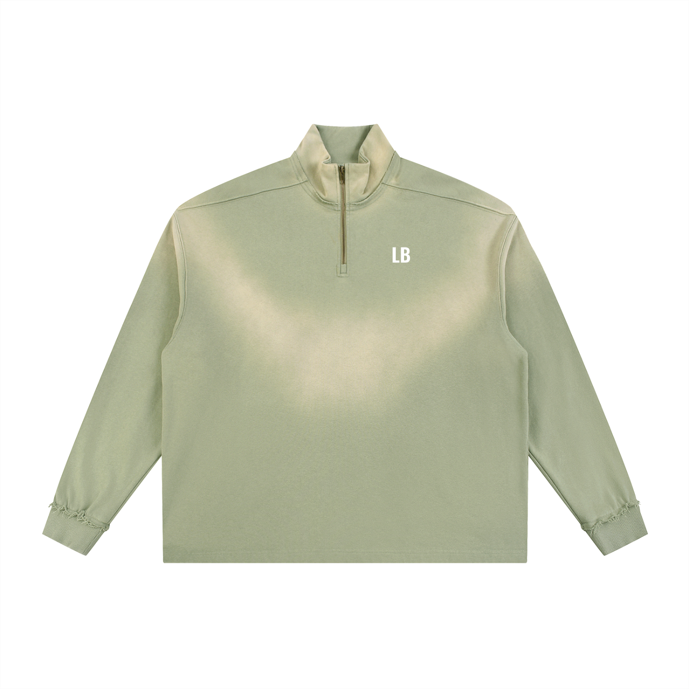 Sun Fade Raw Edge Quarter-Zip Sweatshirt