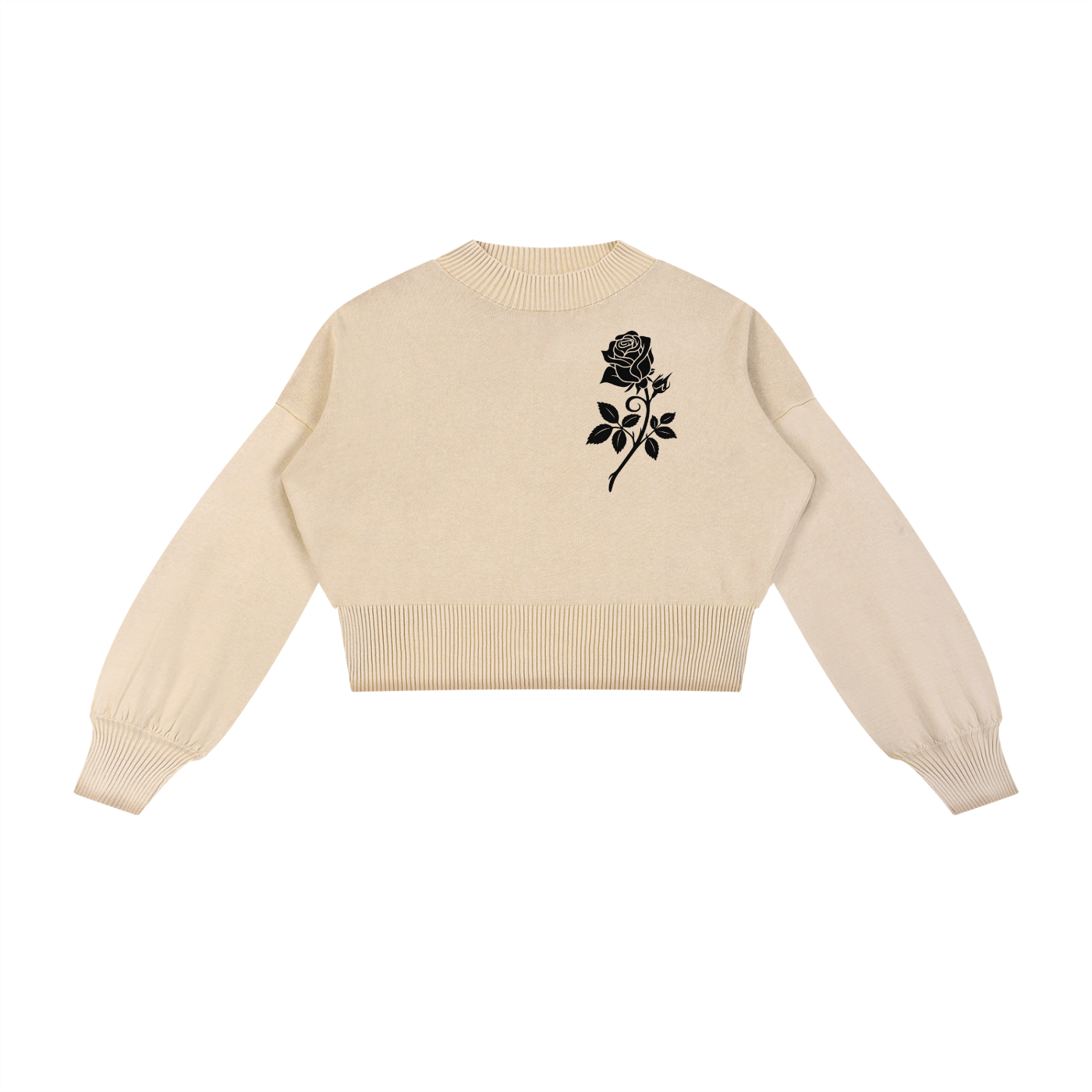 Mineral Wash Balloon Sleeve Cropped Sweater