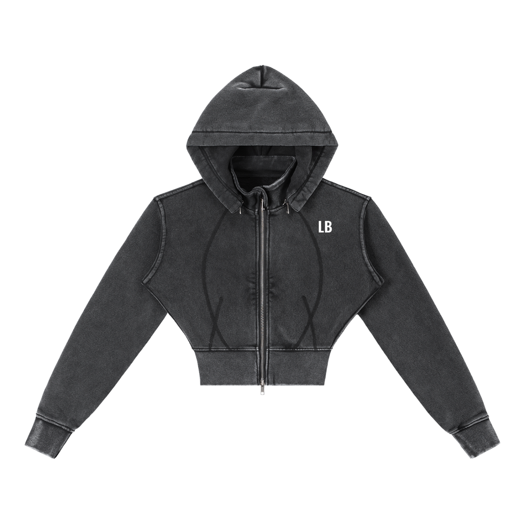 Vintage Washed Cropped Fleece Hoodie